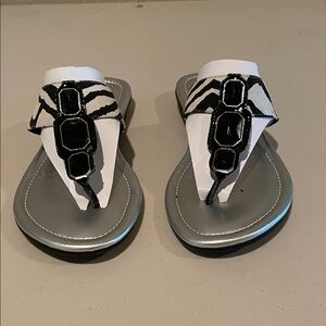 Dana Buchman Zebra Print Black and White Sandals